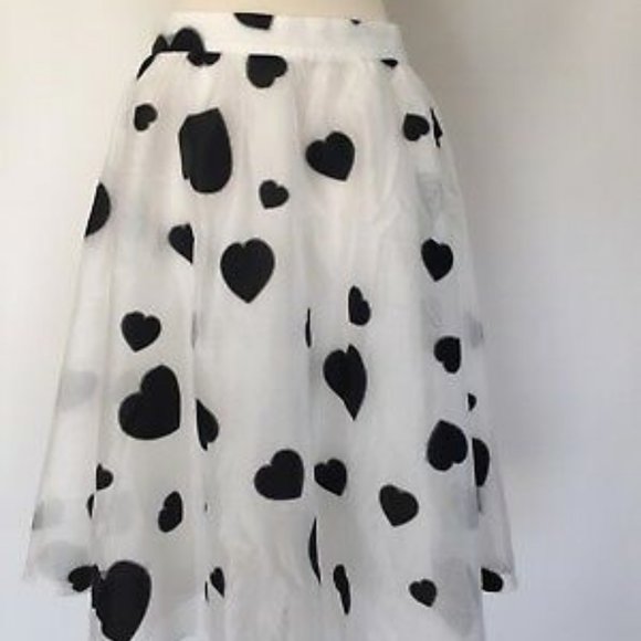 J Crew Organza Skirt In Heart Print Size 6 A-Line - Picture 6 of 6